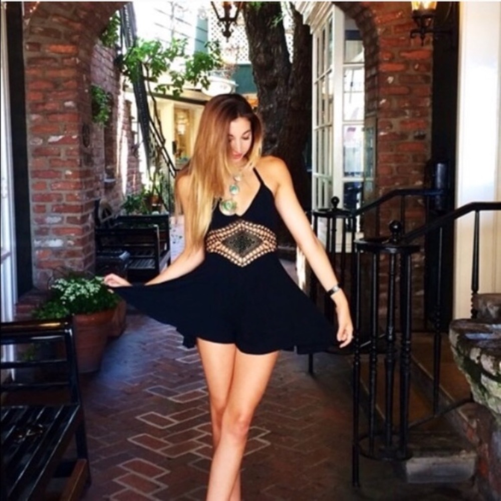 Black Diamond Crochet Romper